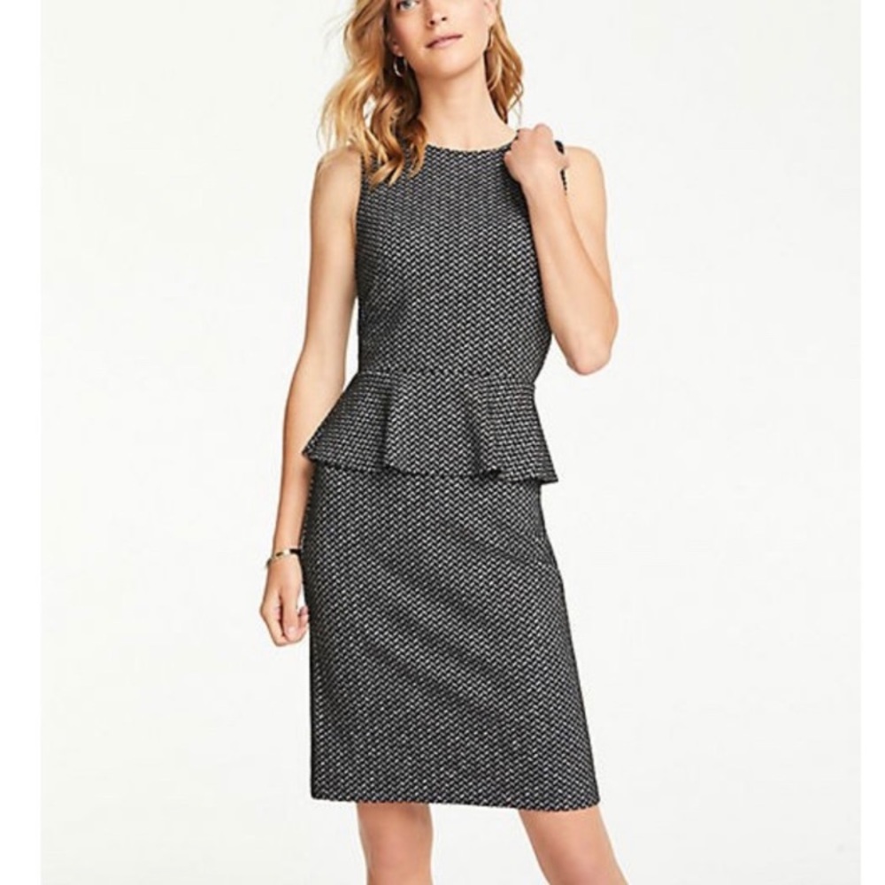 Herringbone Sheath Peplum Dress in size 8